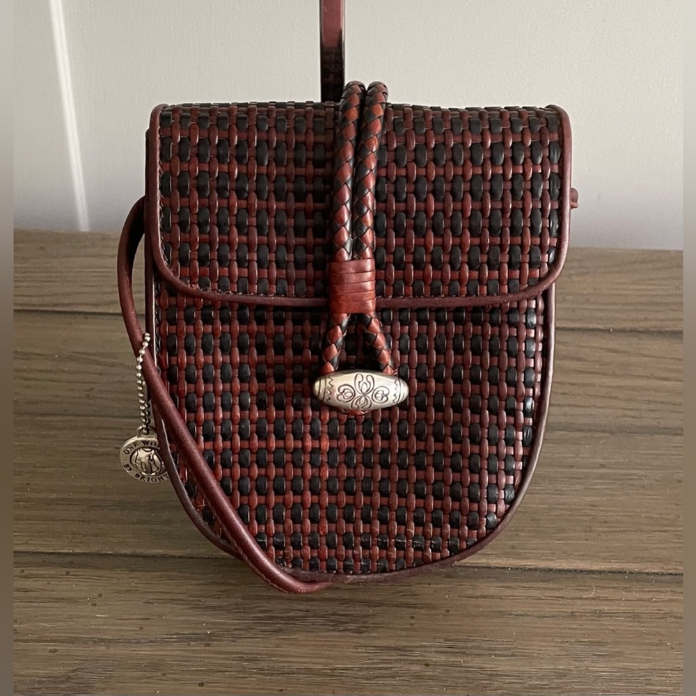 EUC, Brighton One World, Brown Woven Leather Crossbody